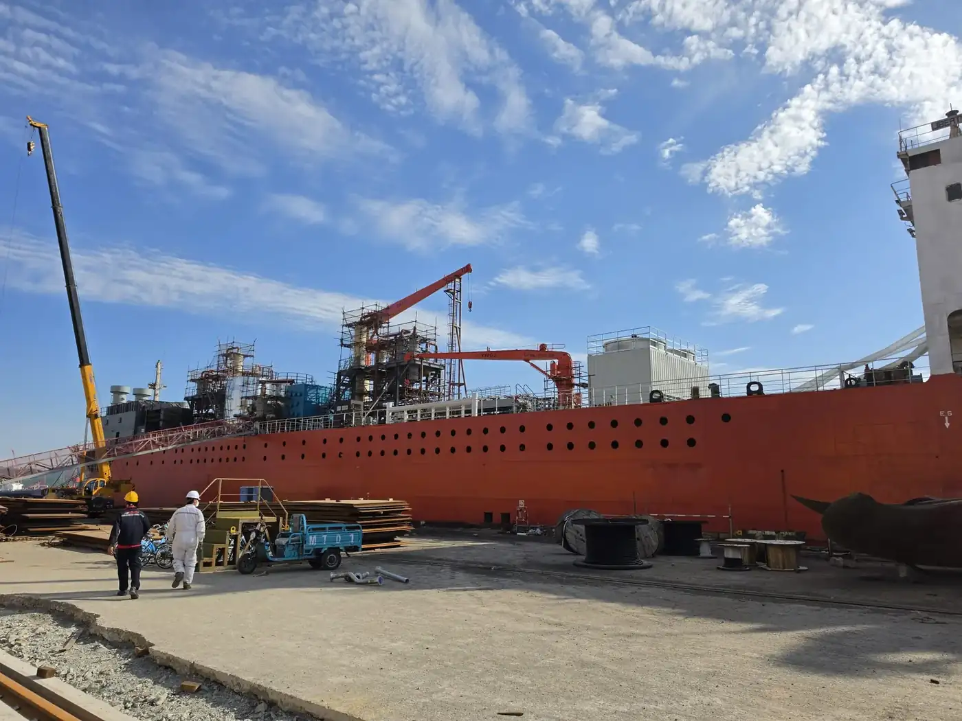 Marine installation in the fabrication yard